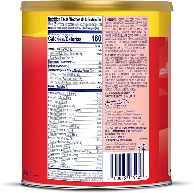 Enfagrow Premium Toddler Milk Nutritional Drink,Enfagrow Toddler Drink,Try Our Brain-Supporting Trio,32oz Can,(Pack of 2)