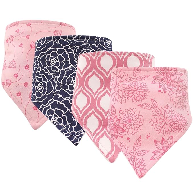 Hudson Baby Unisex Baby Cotton Bandana Bibs, Modern Floral, One Size