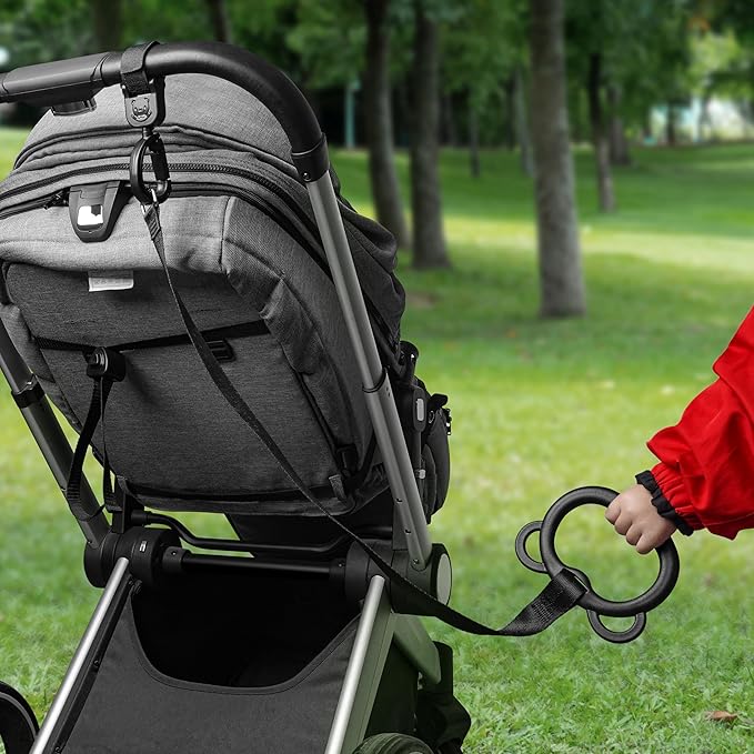 Stroller Leash Handle for Toddler - Compatible with Strollers, Wagons, Pushchairs and so on – Safety Leash Keeps Children Close on-The-go (Black)