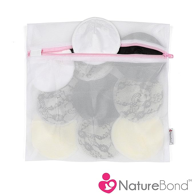 NatureBond Reusable Nursing Pads. Set of 10 Nipple Pads for Breastfeeding, Breathable Breast Pads for Breastfeeding with Wash Bag & Box, Viscose Made from Bamboo