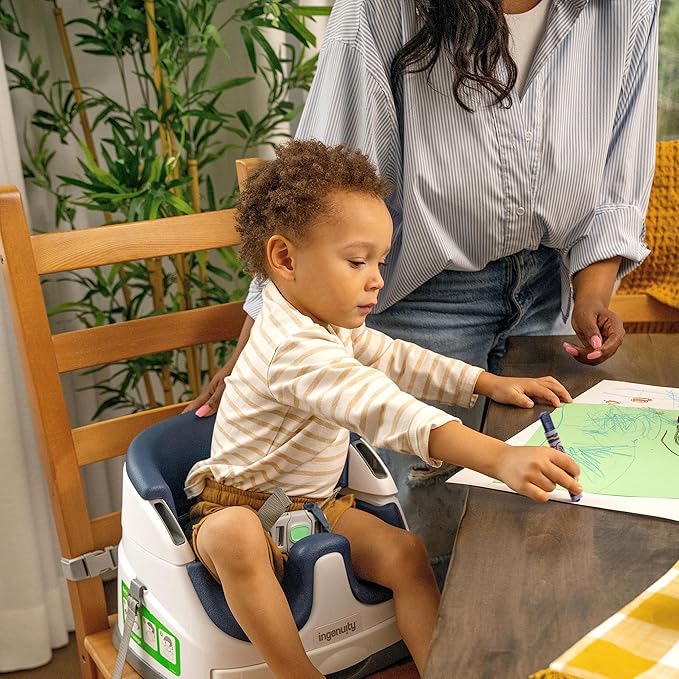 Ingenuity Baby Base 2-in-1 Booster Feeding and Floor Seat with Self-Storing Tray - Night Sky