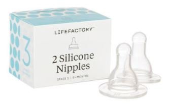 Lifefactory 9oz Glass Baby Bottle 2pk Bundle with 2 Stage 3 Nipples (Kale/Kale)
