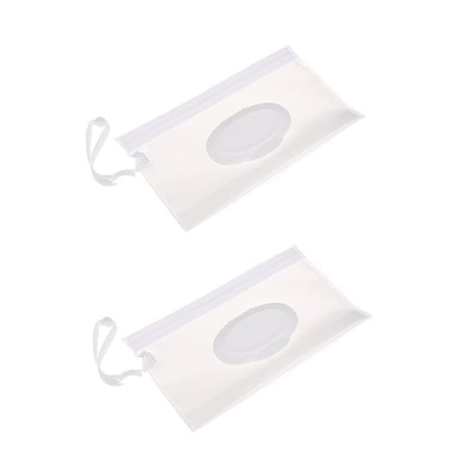 2Pcs Baby Wipe Case Travel Holder Keeps Wipes Moist Set of Wet Diaper Wipes Holders Cases Portable Travel On The Go Refillable Dispenser Container Waterproof Wipe Container with Sealed Diapering