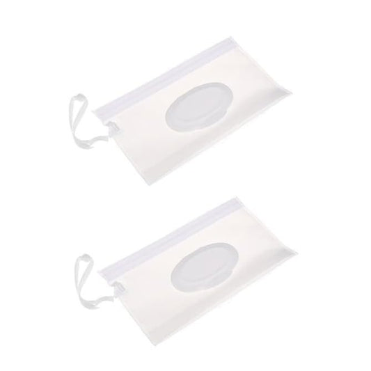 2Pcs Baby Wipe Case Travel Holder Keeps Wipes Moist Set of Wet Diaper Wipes Holders Cases Portable Travel On The Go Refillable Dispenser Container Waterproof Wipe Container with Sealed Diapering