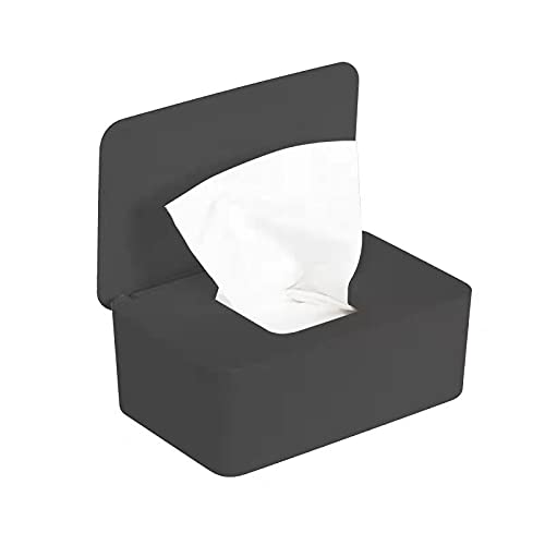 Baby Wipe Holder, Keeps Diaper Wipes Fresh, Easy Open & Close Wipe Container (Black)