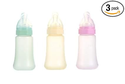 Made in USA aMACEing Zero Leak Leak Resistant Baby Bottle with Anti-Colic Vent and Variable Flow, 7oz Bundle 3 Bottles (Pink, Yellow, Green)
