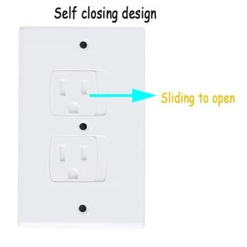 (2-Pack) Safety Outlet Cover by KinderGard,Self-Closing Electrical Socket Protector for Baby Child Proofing,Safety,Toddlers,Protection, DIY, Easy Installation Works with Existing Outlets(Bulk Packed)