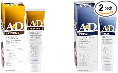 A+D Original Diaper Ointment + Cream 4 oz. Variety Pack - Prevents & Treats Rash, Moisturizing Skin Protectant with Vitamins A & D