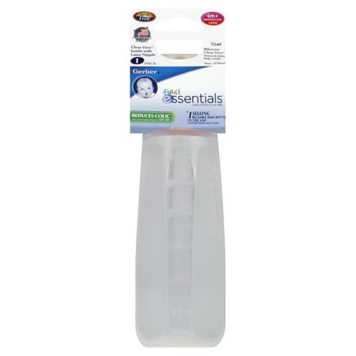 NUK - Gerber First Essentials Clearview Bottle in Assorted Colors with Latex Nipple, 9-Ounce