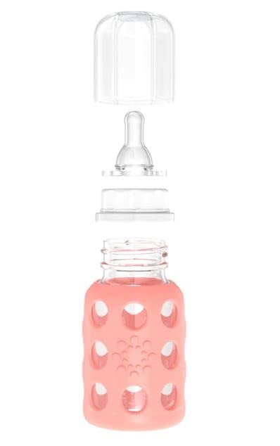 Lifefactory Glass Baby Bottle BPA Free | Protective Silicone Sleeve | 4 oz/9 oz Pack of 4 | Cobalt Blue, Cantaloupe
