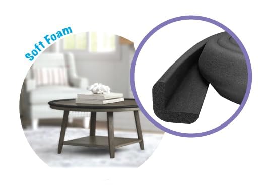 Kidkusion Baby Proof Edge Guards for Safety | Made in The USA | 16 Feet | Black | Edge Protectors for Furniture, Tables, Fireplaces | Heavy Duty Tape Included