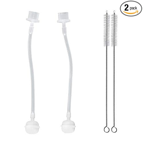 Any Angle Weighted Straws and Brushes Set Compatible with Transitional Soft Spout and Straw Comotomo Nipples, Set of 2