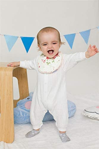 Baby Bib For Girls,Reversible Waterproof Handmade Natural Cotton Baby Drool Bib 0-12 months 4 Pack (floral mult-7, 0-12)