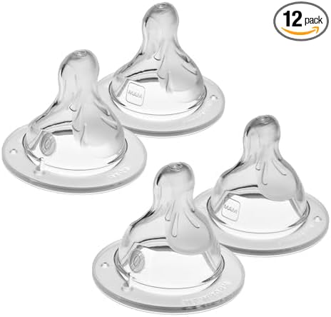 MAM Bottle Nipples Extra Slow Flow Nipple Size 0, for Newborn Babies and Older, SkinSoft Silicone Nipples for Baby Bottles, Fits All MAM Bottles, 4 Count (Pack of 12)