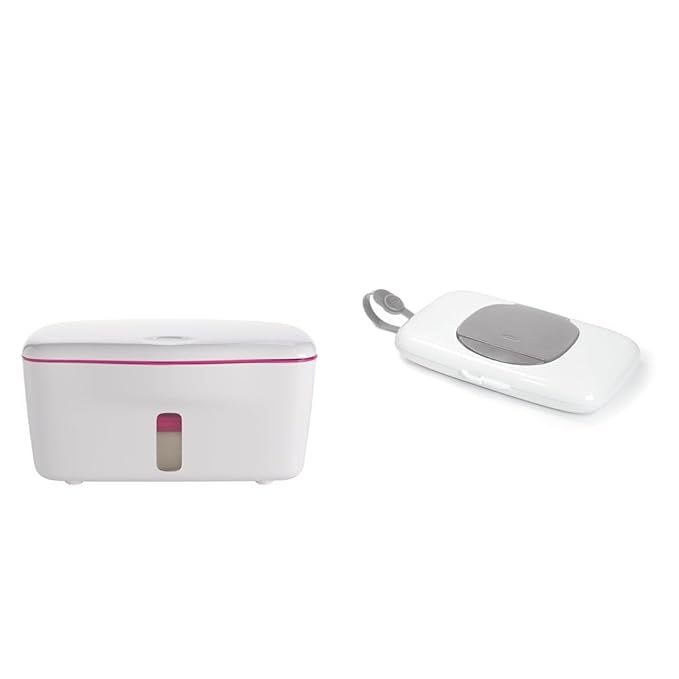 OXO Tot Perfect Pull Wipes Dispenser, ‎Plastic, Silicone, Pink & Tot On-The-Go Wipes Dispenser- Gray, 1 Count (Pack of 1)