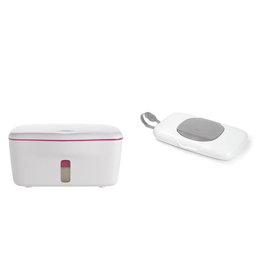 OXO Tot Perfect Pull Wipes Dispenser, ‎Plastic, Silicone, Pink & Tot On-The-Go Wipes Dispenser- Gray, 1 Count (Pack of 1)