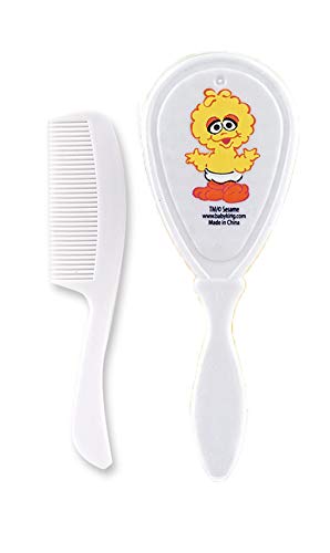 Sesame Beginnings Bottle Bank Gift Set - 8 Piece Baby kit Includes 9 oz Baby Bottle, bib, Bottle Brush, Snack Container with lid, Brush and Comb All in Large Bottle Bank - Big Bird Yellow