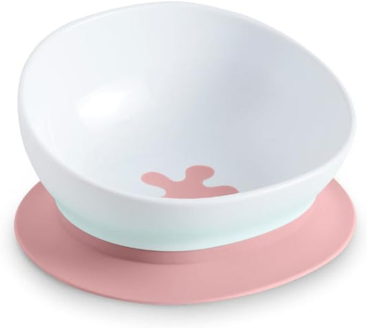 doddl 2-in-1 Baby & Toddler Suction Bowl with Removable Base, Converts to Non-Slip Self Feeding Dish, BPA & Toxin Free, Ergonomic High Back Oval Design, Dishwasher Safe, 6–48 Months (Dusky Rose)