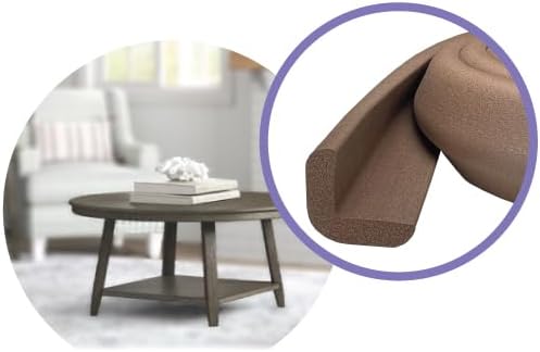 Kidkusion Table Cushion | Made in USA | 24 Foot Edge + 4 Corners | Brown | Baby Proof Furniture Edge and Corner Guards