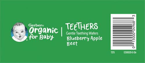 Gerber Snacks for Baby Teethers, Organic Gentle Teething Wafers, Blueberry Apple Beet, 1.7 Ounce, 12 Count Box (Pack of 2)
