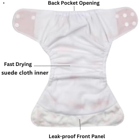 KaWaii Baby Reusable Cloth Diaper Bundle- 4 Printed Snap + 8 Premium Diaper Inserts One Size Adjustable Newborn to Potty Trained Toddler - Sun Shower