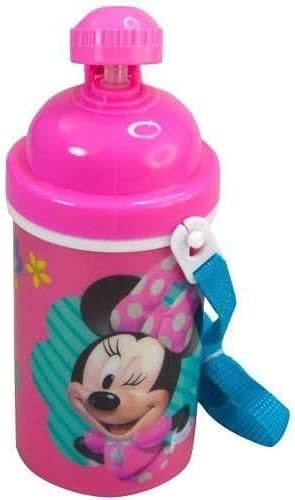GRANSHOP Disney Classic Minnie Carrying Strap One Touch Water Bottles with Reusable Built in Straw - Safe Approved BPA Free, Easy to Clean (Minnie Canteen 16.9oz)