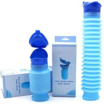 Adjustable Emergency Urinal 750ml, Portable Toilet for Car, Portable Mini Outdoor Camping Travel Shrinkable Personal Mobile Toilet Potty Pee Bottle for Kids or Adult