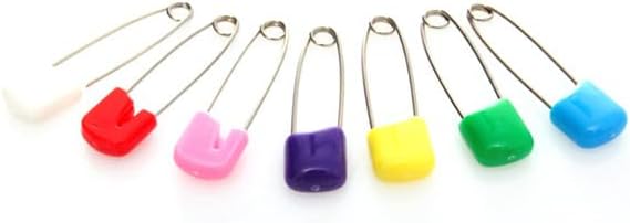 24Pcs Baby Diaper Pins Stainless Steel 2.0inch Plastic Head Baby Safety Pins for Nappy with Locking Closures