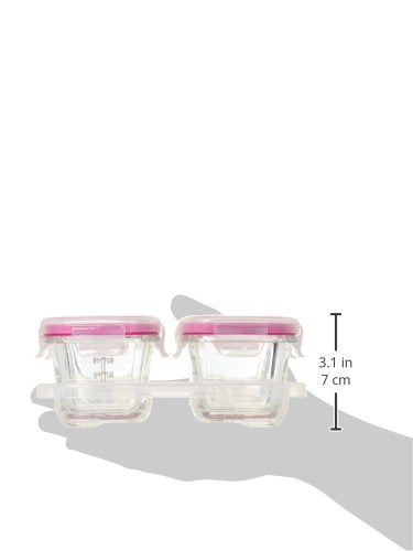 OXO Tot Glass Baby Blocks Food Storage Containers, Pink, 4 oz