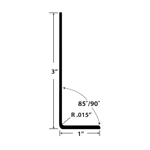 Outwater Plastics 1922-Bk Black 1''X 3'' X 1/16''' Inch Styrene Angle Plastic Angle Moulding 48 Inch Lengths (Pack of 3)