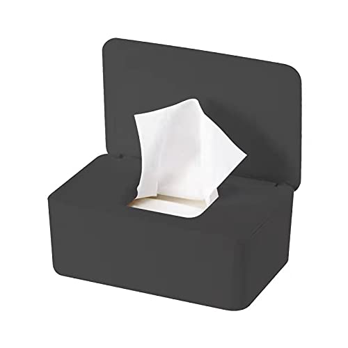 Baby Wipe Holder, Keeps Diaper Wipes Fresh, Easy Open & Close Wipe Container (Black)