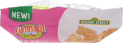 Earth's Best Organic Kids Snacks, Sesame Street Toddler Snacks, Organic PB&J Bites for Toddlers 2 Years and Older, Peanut Butter and Strawberry Flavored with Other Natural Flavors, 3 oz Bag