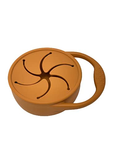 BraveJusticeKidsCo | Snack Attack Snack Cup | Collapsible Silicone Snack Container | Toddler and Baby Snack Catcher Lid (Honey Ginger)