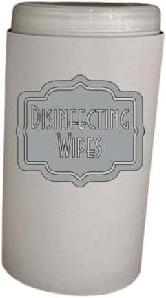 Disinfecting Wipes Cover with Silver Label Modern (White, Small)