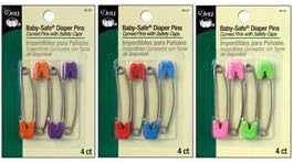 Dritz 46-67 Diaper Pins Pins, Baby Safe, Brights, (4-Count)