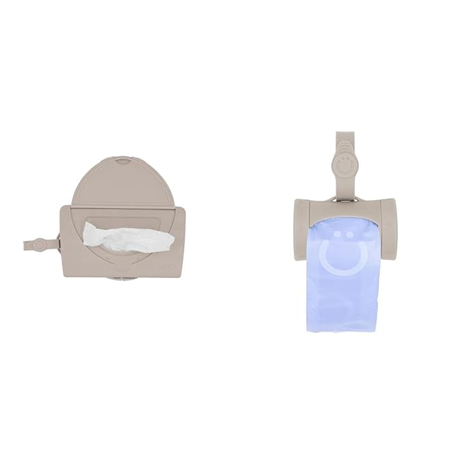 Ubbi On-The-Go Wipes Dispenser and Retractable Bag Dispenser Travel Bundle with 22 Wipes Capacity and 24 Scented Bags