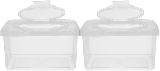 Sewroro 2pcs Wipes Dispenser Transparent Tissue Box Holder Baby Wipe Holder Refillable Wipe Container Case for Home Office