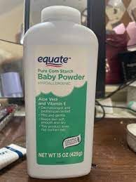 Pure Equate Cornstarch Baby Powder, Hypoallergenic, alloe Vera, Vitamin E, 15 oz Each, Pack of 2.