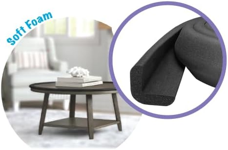 Kidkusion Table Cushion | Made in USA | 24 Foot Edge + 4 Corners | Black | Baby Proof Furniture Edge and Corner Guards