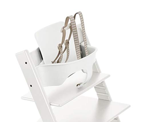 Tripp Trapp by Stokke Adjustable Wooden White Baby High Chair (Includes Baby Seat with Harness)