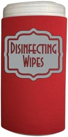 Disinfecting Wipes Cover with Silver Label Modern (Small, Red)