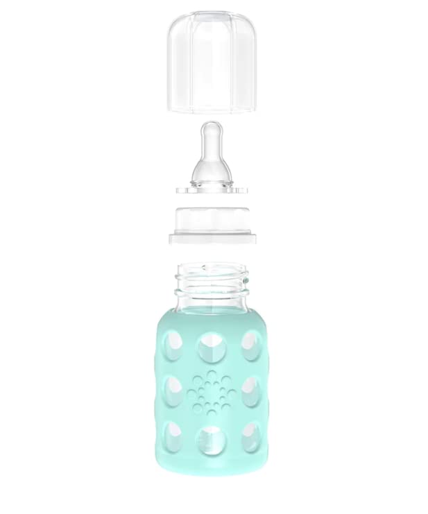 Lifefactory Glass Baby Bottle BPA Free | Protective Silicone Sleeve | 4 oz Pack of 2 | Lavender, Mint