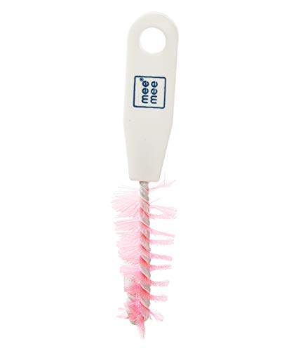 Mee Mee Easy Grip Bottle Brush Cleaner- Baby Milk Bottle Cleaner Nipple Cleaner Brush with 360* Rotating Long Handle (Pink)
