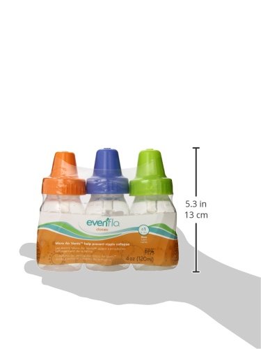 Evenflo Feeding Classic Clear Plastic Standard Neck Bottles for Baby, Infant and Newborn - Pink/Lavender/Teal or Green/Blue/Teal (COLORS MAY VARY), 4 Ounce (Pack of 3)