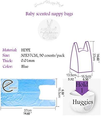 Diaper Disposal Bags for Baby,On The Go,Fresh Light Baby Powder Faint Scented,Easy Tie Handles, Diaper Bags Disposable for Diaper Sacks Poop Pet Trash Bags Or Dirty Costumes, 270 Bags, Blue