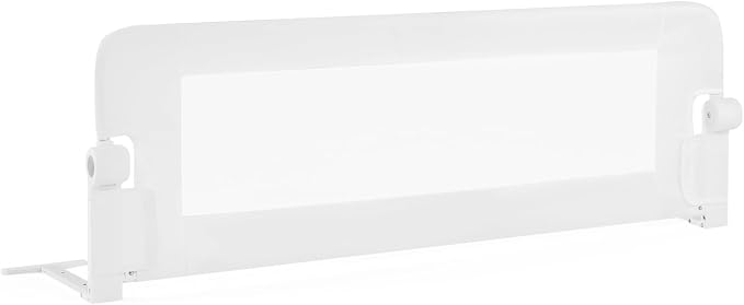 BABY JOY Bed Rails for Toddlers, Swing Down Safety Bed Guard for Convertible Crib, Folding Baby Bedrail for Kids Twin, Double, Full Size Queen & King Mattress (47-Inch, White)