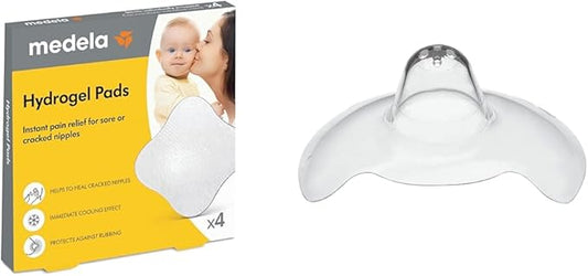 Medela Hydrogel Pads | Pain Relief for Sore or Cracked Nipples | Breastfeeding Essentials & Contact Nipple Shield for Breastfeeding, 20mm Small Nippleshield