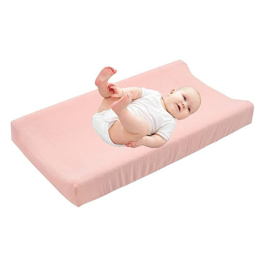 Cotton Changing Pad Cover,Unisex Diaper Change Table Sheet Ultra Soft Diaper Change Table Pad Cover Washable Changing Pad Sheets for Newborn,32in x 16in x 5in,Light Orange Pink