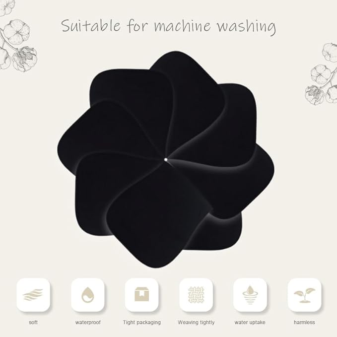8 Pack Baby Burp Cloths, Unisex for Boys and Girls, Super Absorbent and Soft Towel,Solid Color (Black)