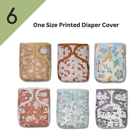 Kawaii Baby 6 Happy Leak-Free Cloth Diaper Covers, Double-Layer adjustable to fit babies 8-36 pounds, Animal Club